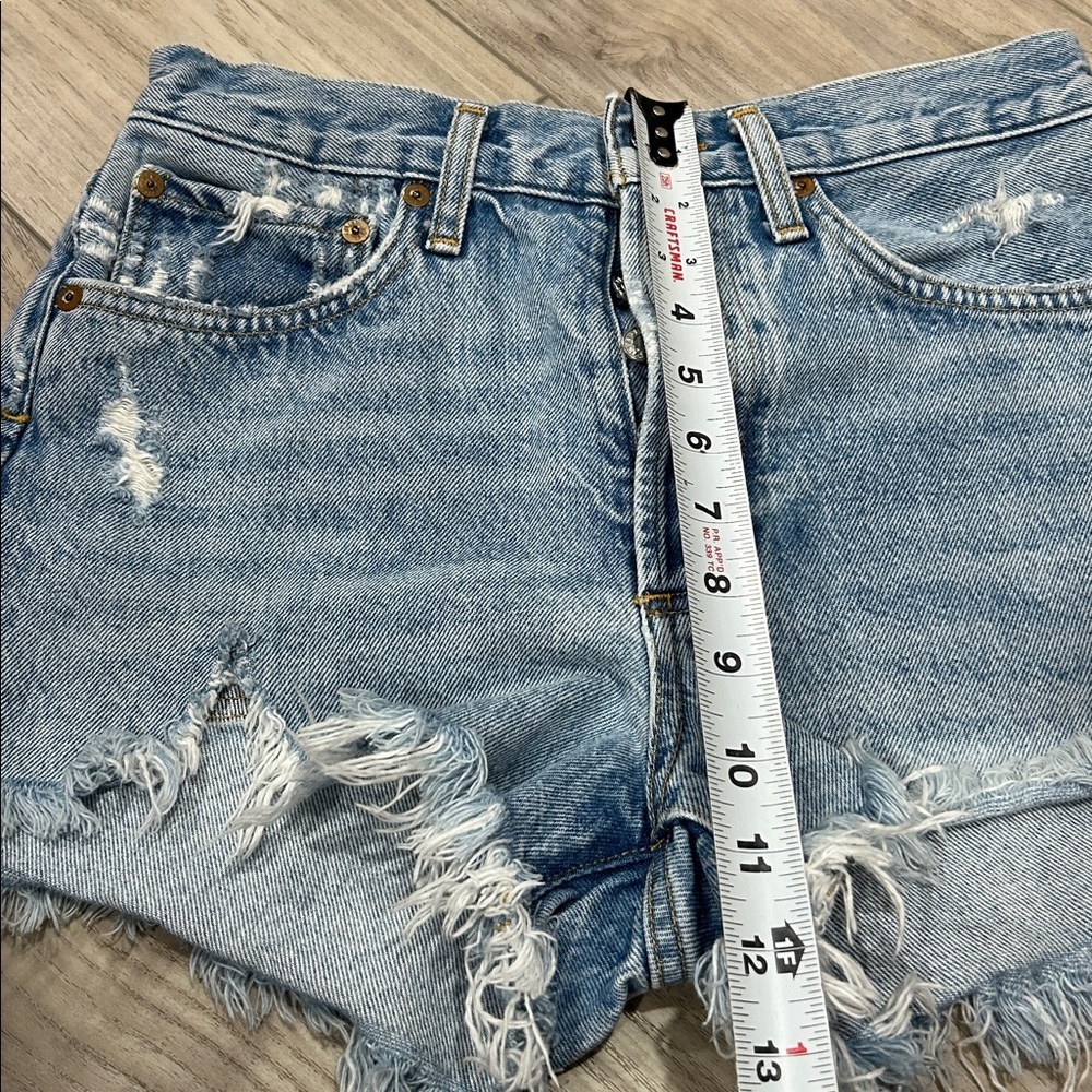 Agolde Frayed Light Blue Jean Shorts PARKER VINTAGE CUT OFF SHORT SWAPMEET Sz25 - Picture 10 of 12